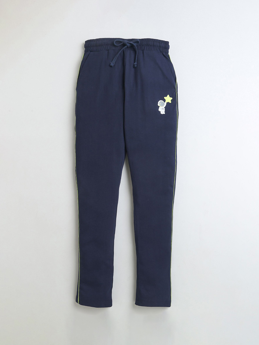 

BUMZEE Boys Solid Cotton Mid-Rise Track Pants, Navy blue