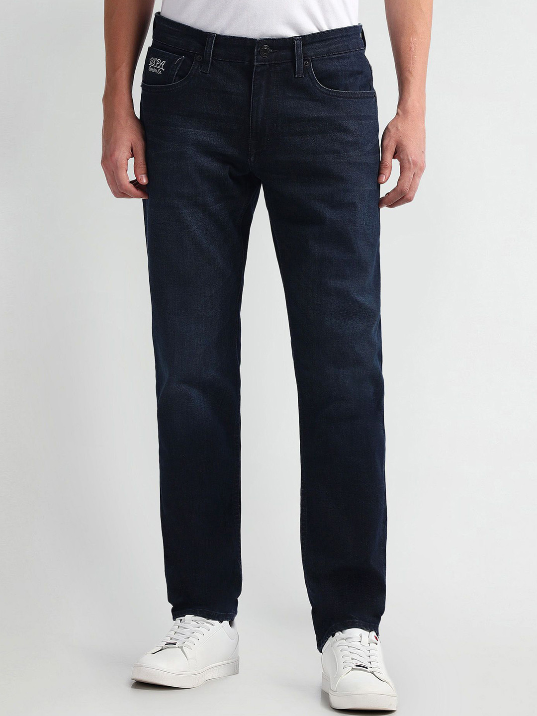 

U.S. Polo Assn. Denim Co. Men Smart Slim Fit Mid-Rise Stretchable Jeans, Blue