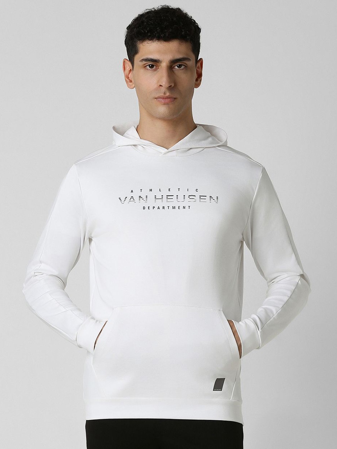 

Van Heusen Flex Men Printed Hooded Sweatshirt, White