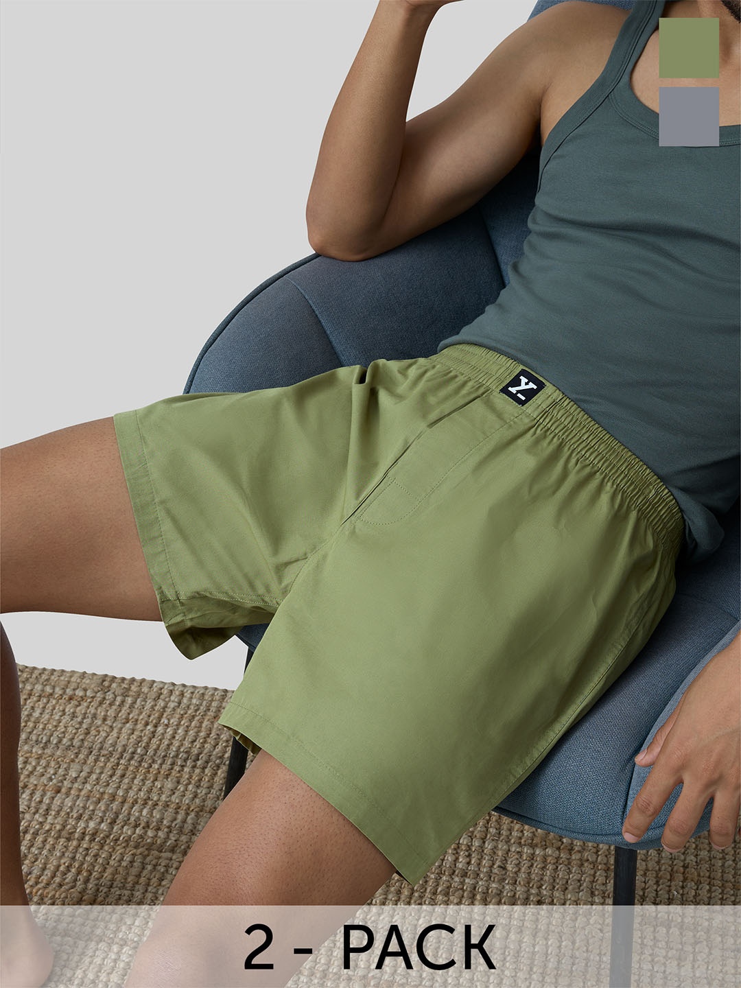 

XYXX Men Pack Of 2 Cotton Boxers XYBOX2PCKN345, Olive