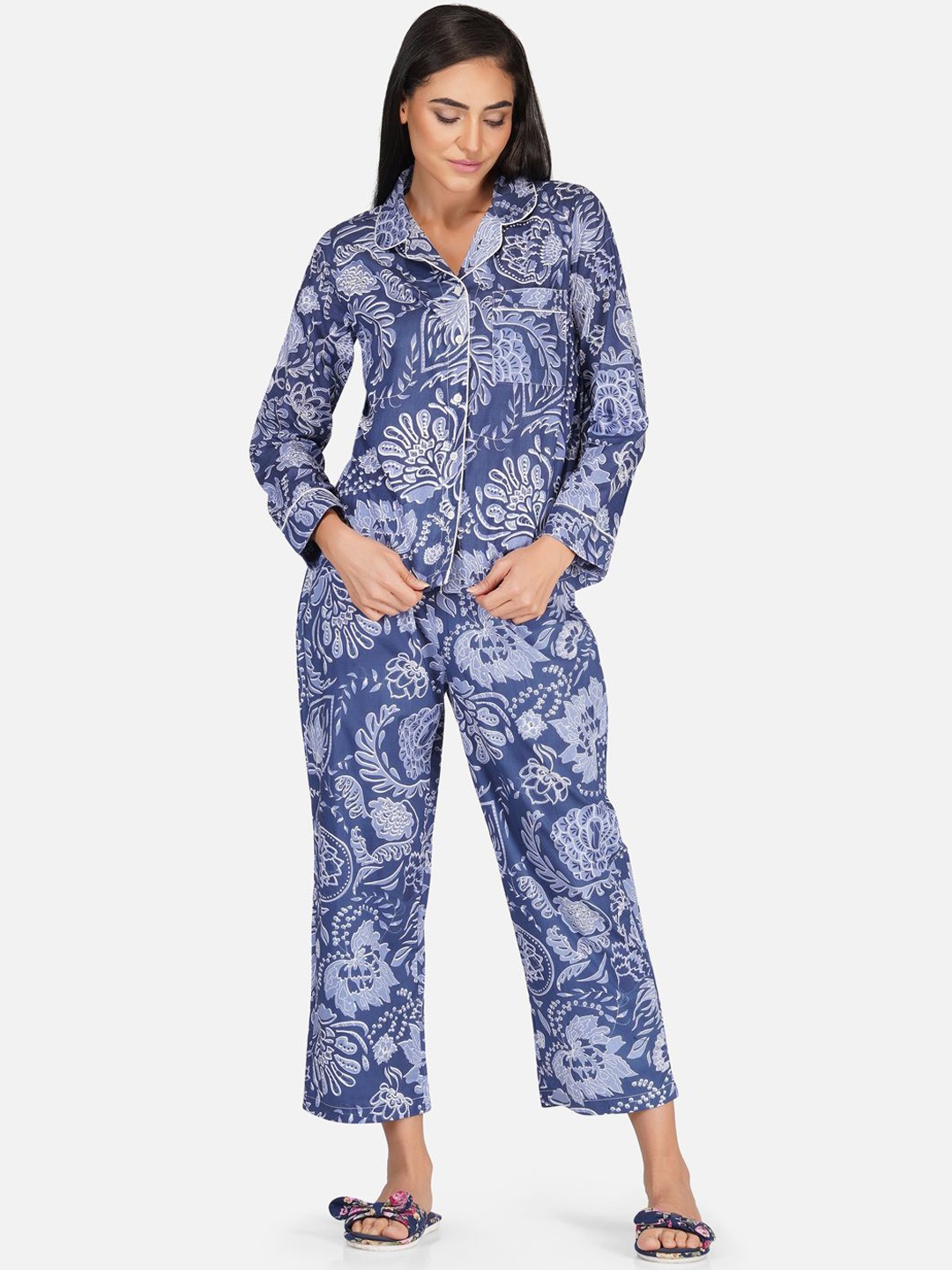 

Street22 Women Ethnic Motifs Printed Night suit, Blue