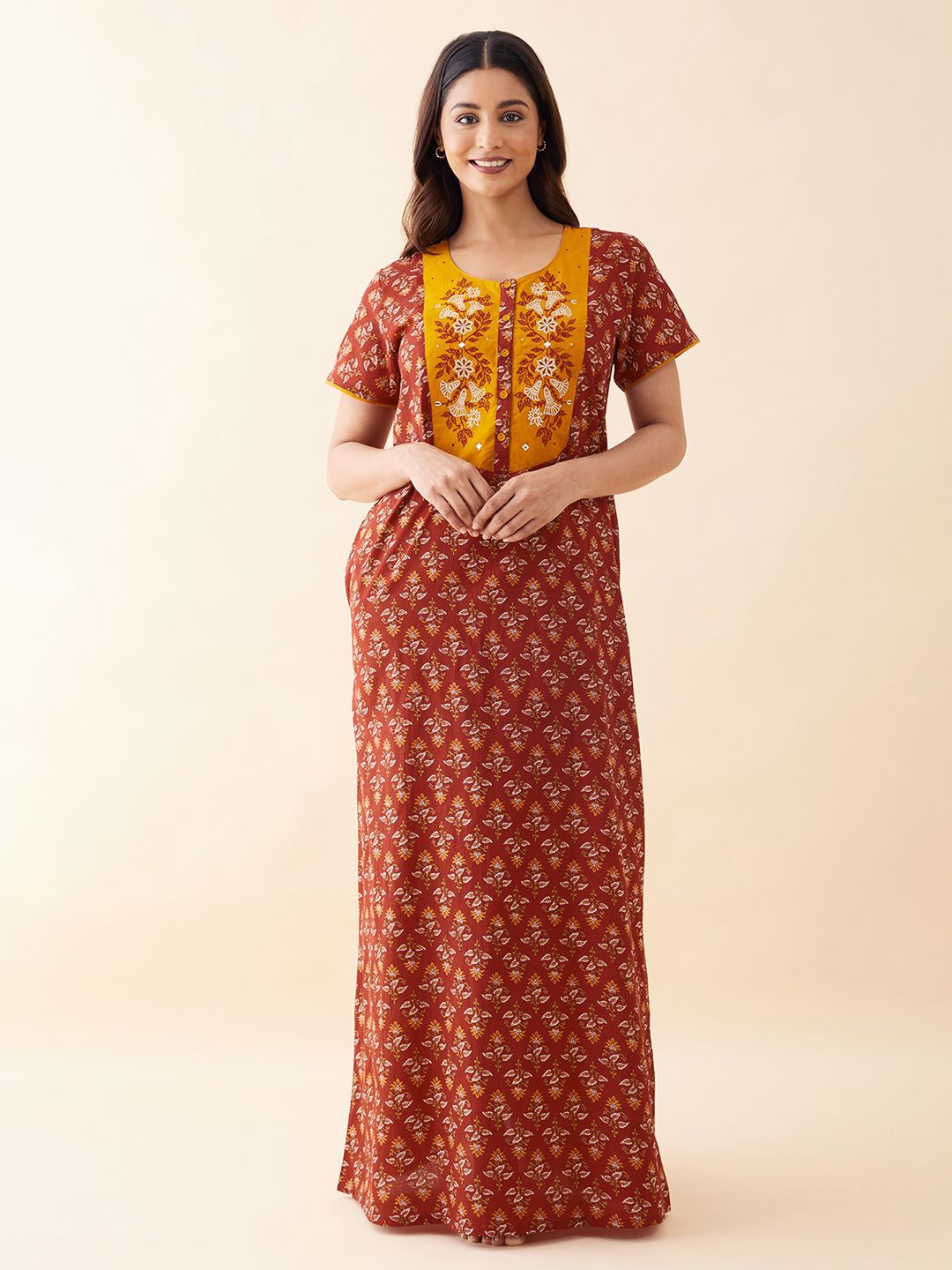 

Maybell Printed Maxi Nightdress, Rust