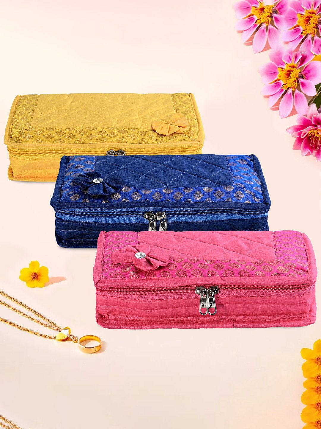 

Kuber Industries Yellow & Blue 3 Pieces Jewellery Organisers