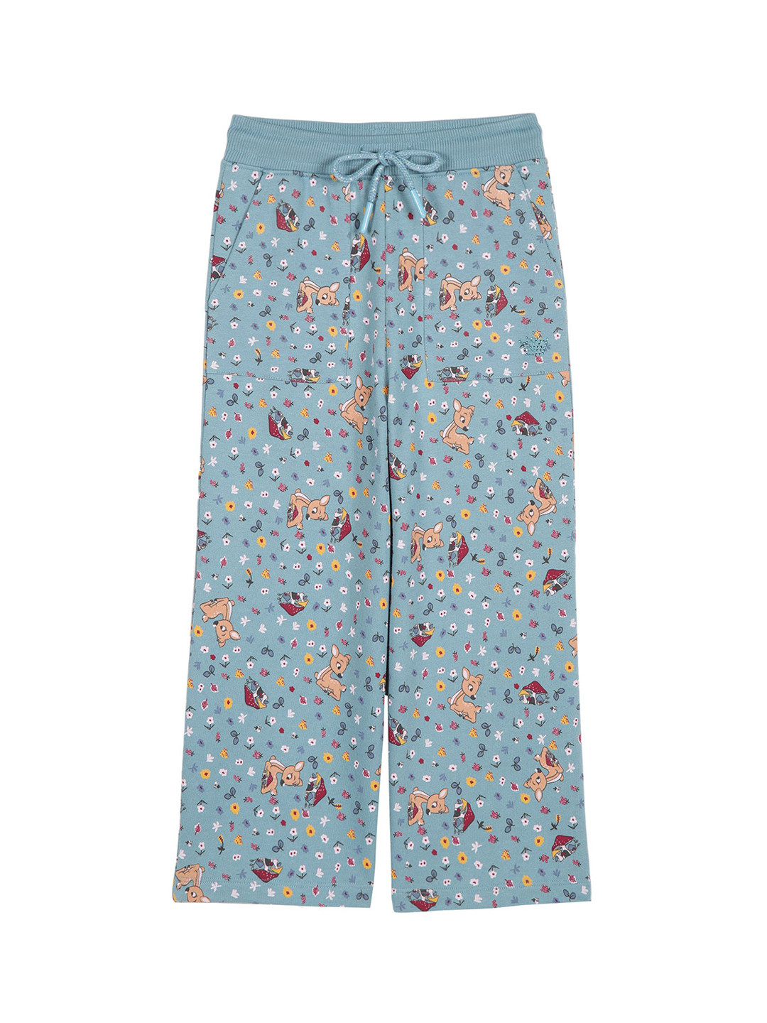 

PLUM TREE Girls Wide Leg Regular Fit Pure Cotton Track Pants, Blue