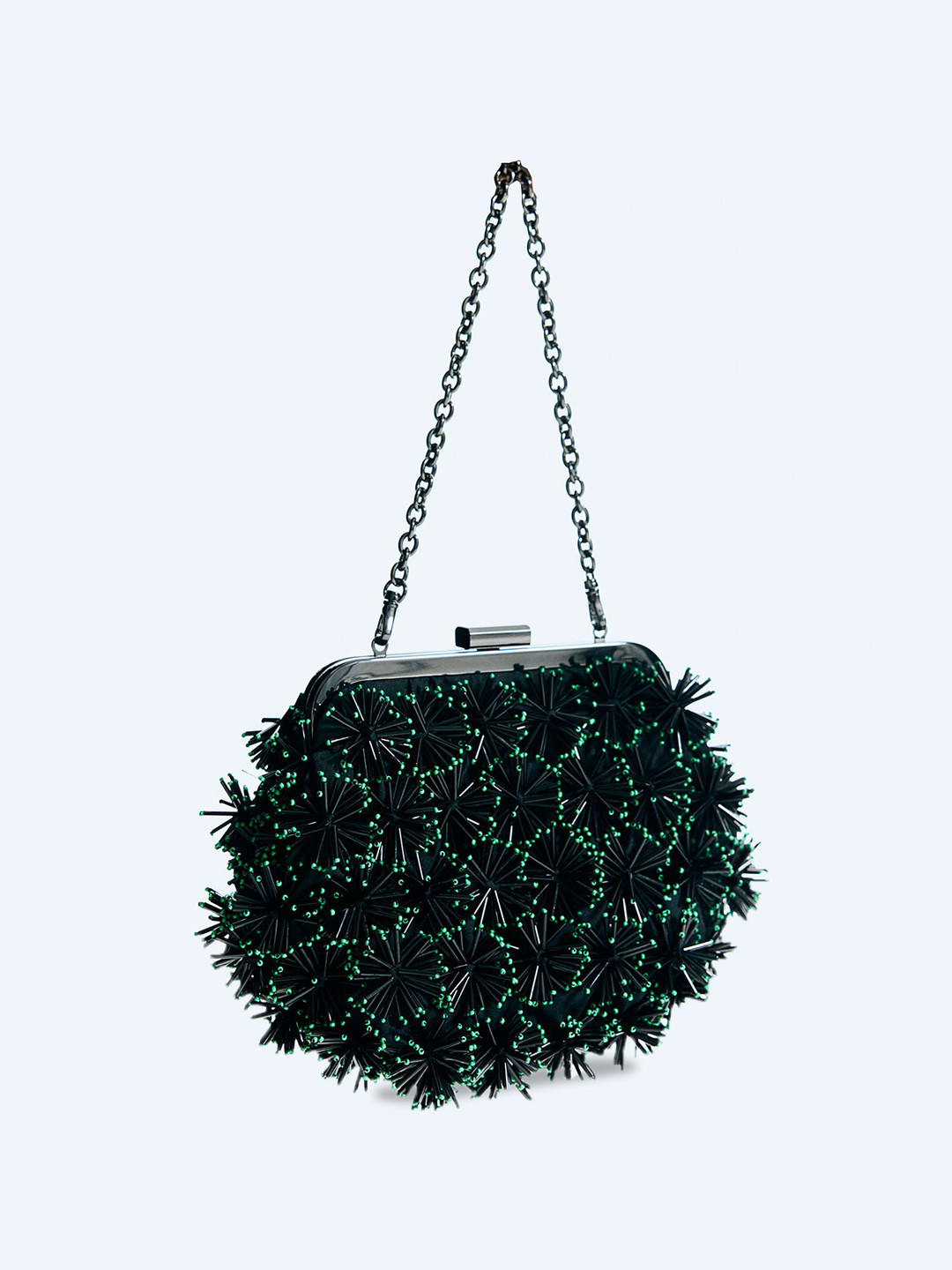 

H&M Detachable-Strap Beaded Clutch, Black