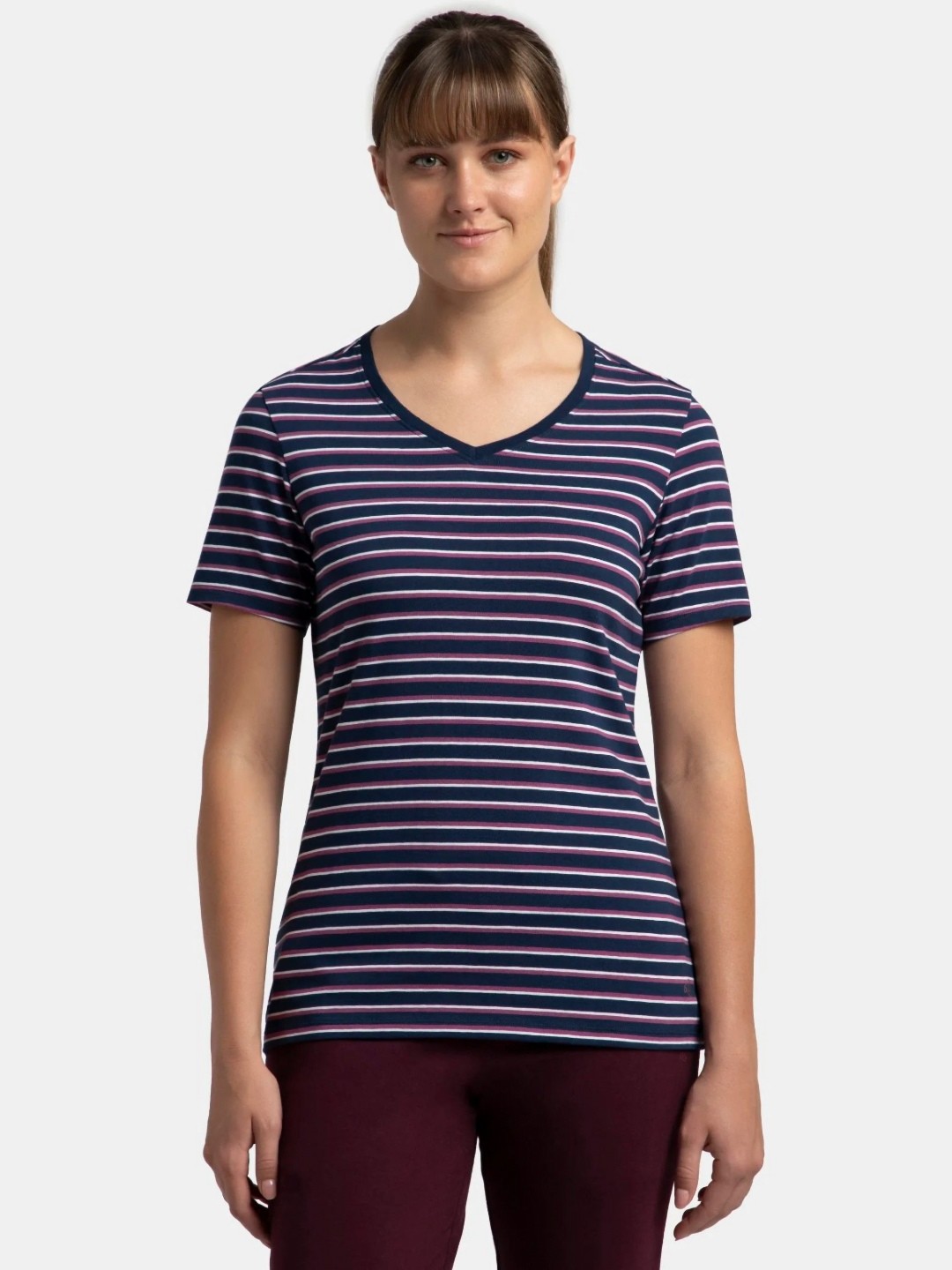 

Jockey Super Combed Cotton Regular Fit Yarn Dyed Striped T-shirt-AW22, Blue