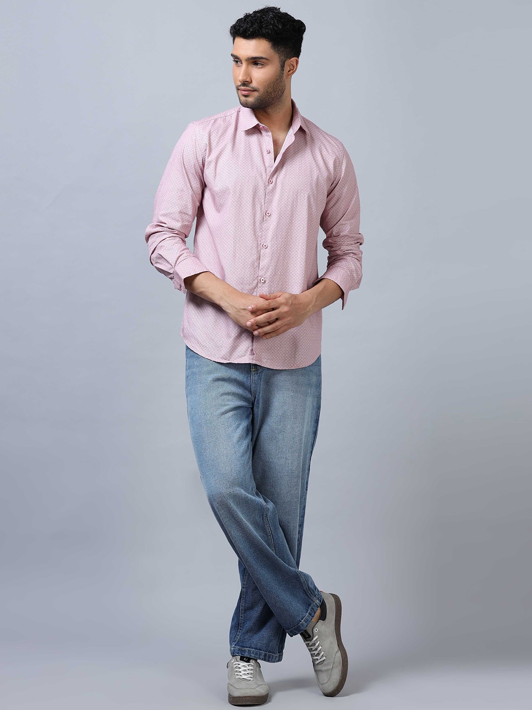 

SORATIA Men Spread Collar Solid Cotton Casual Shirt, Nude
