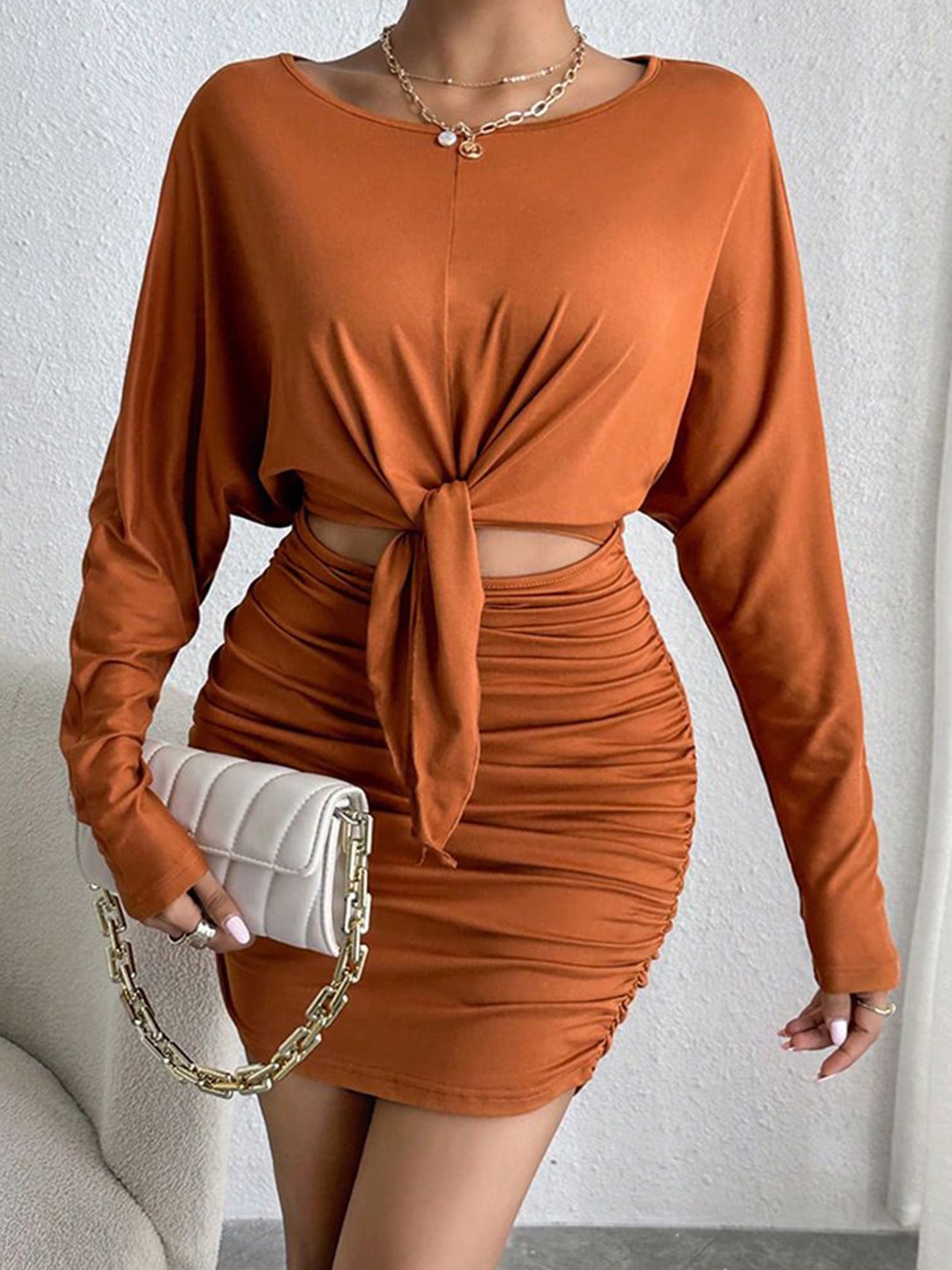 

StyleCast Solid Bodycon Mini Dress, Rust