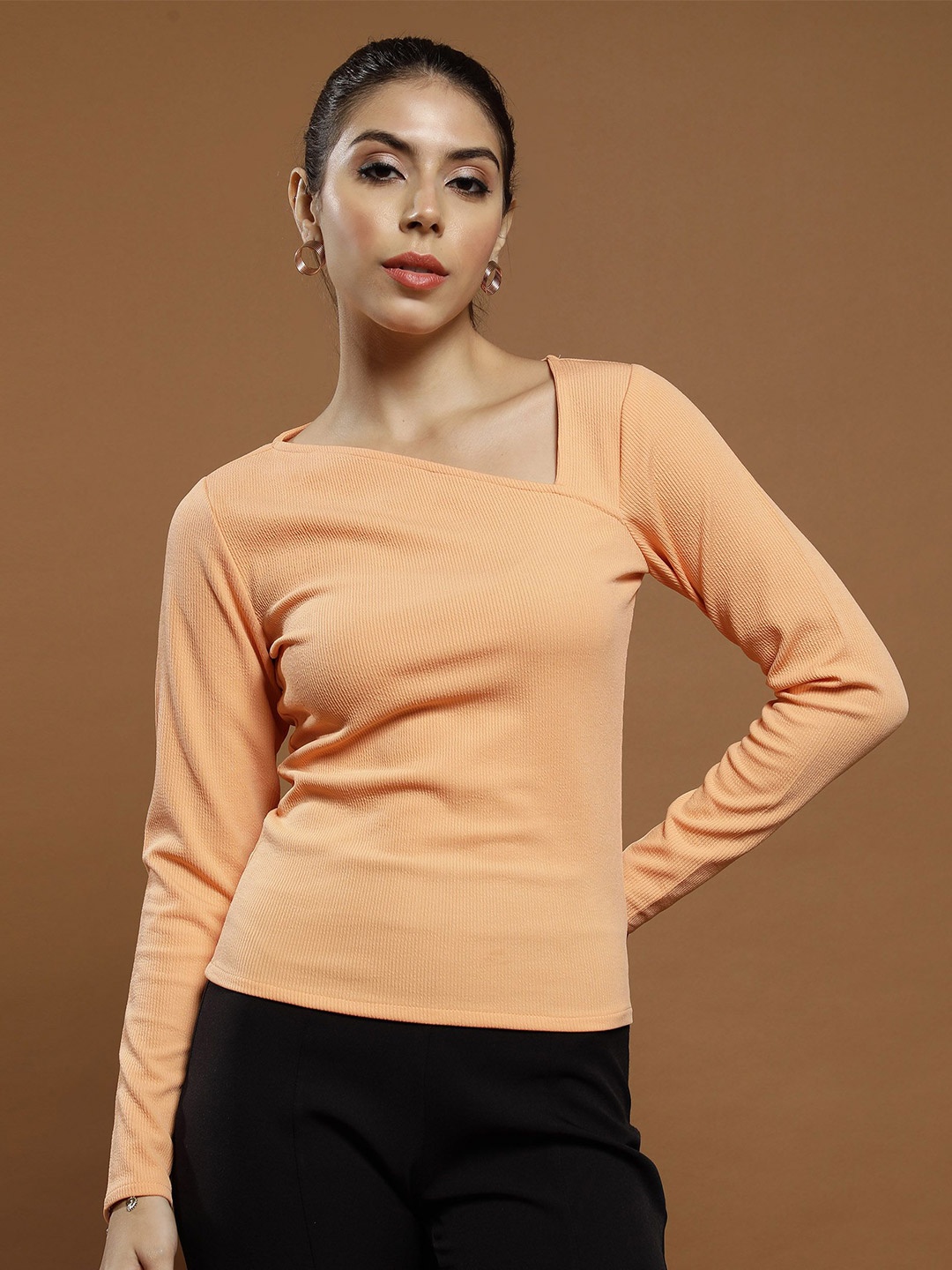 

Athena Immutable Women Solid V-Neck Top, Orange