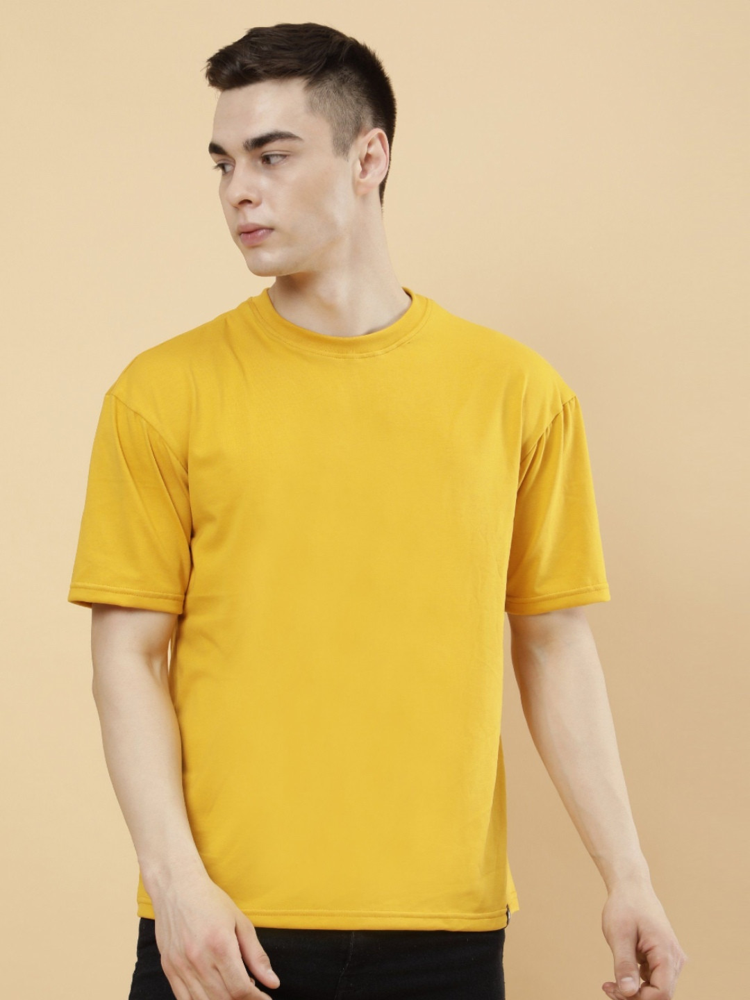 

PockMAN Men Bio Finish Solid Round Neck Cotton T-Shirt, Mustard
