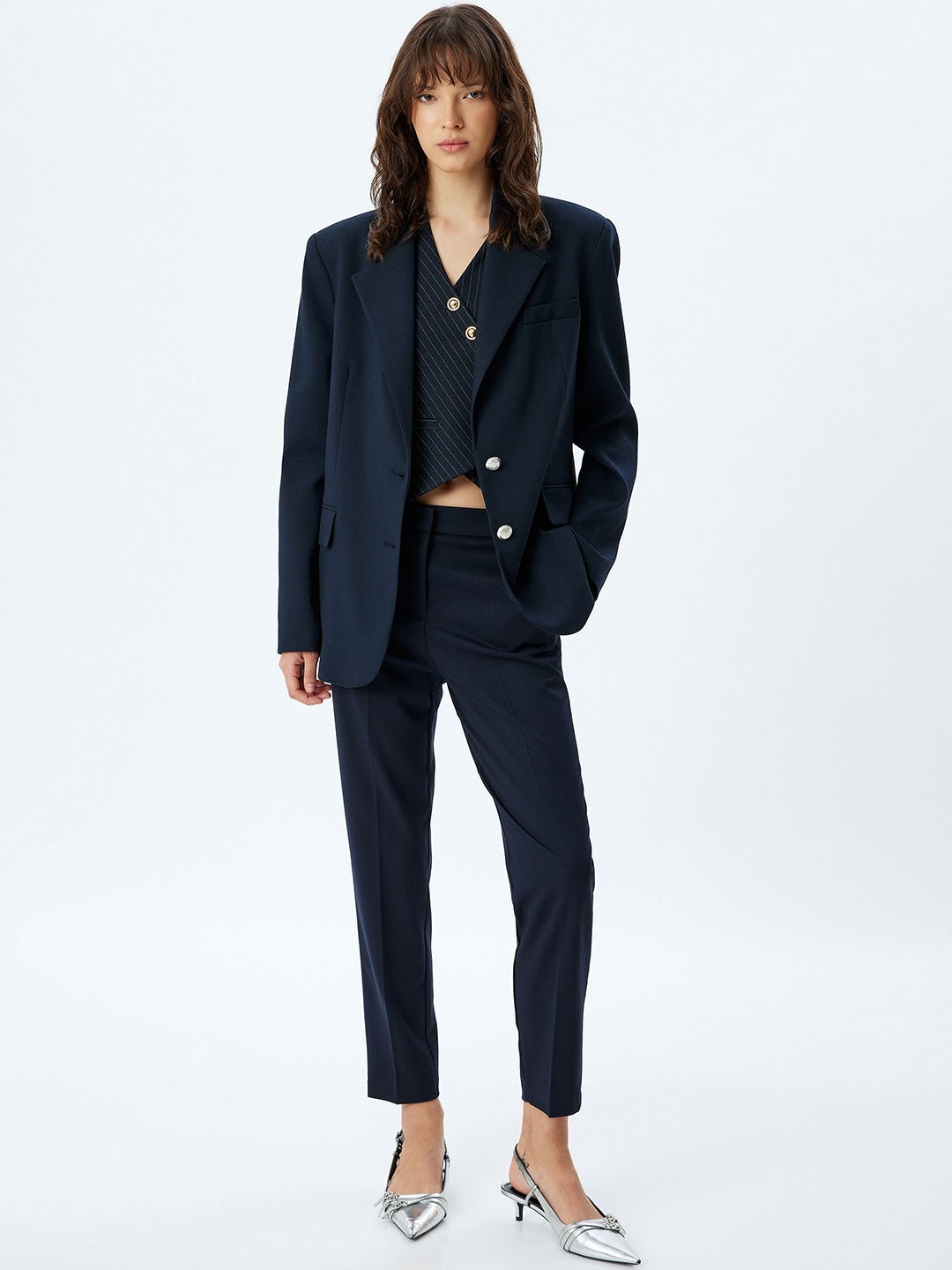 

Koton Women Peg Trousers, Navy blue