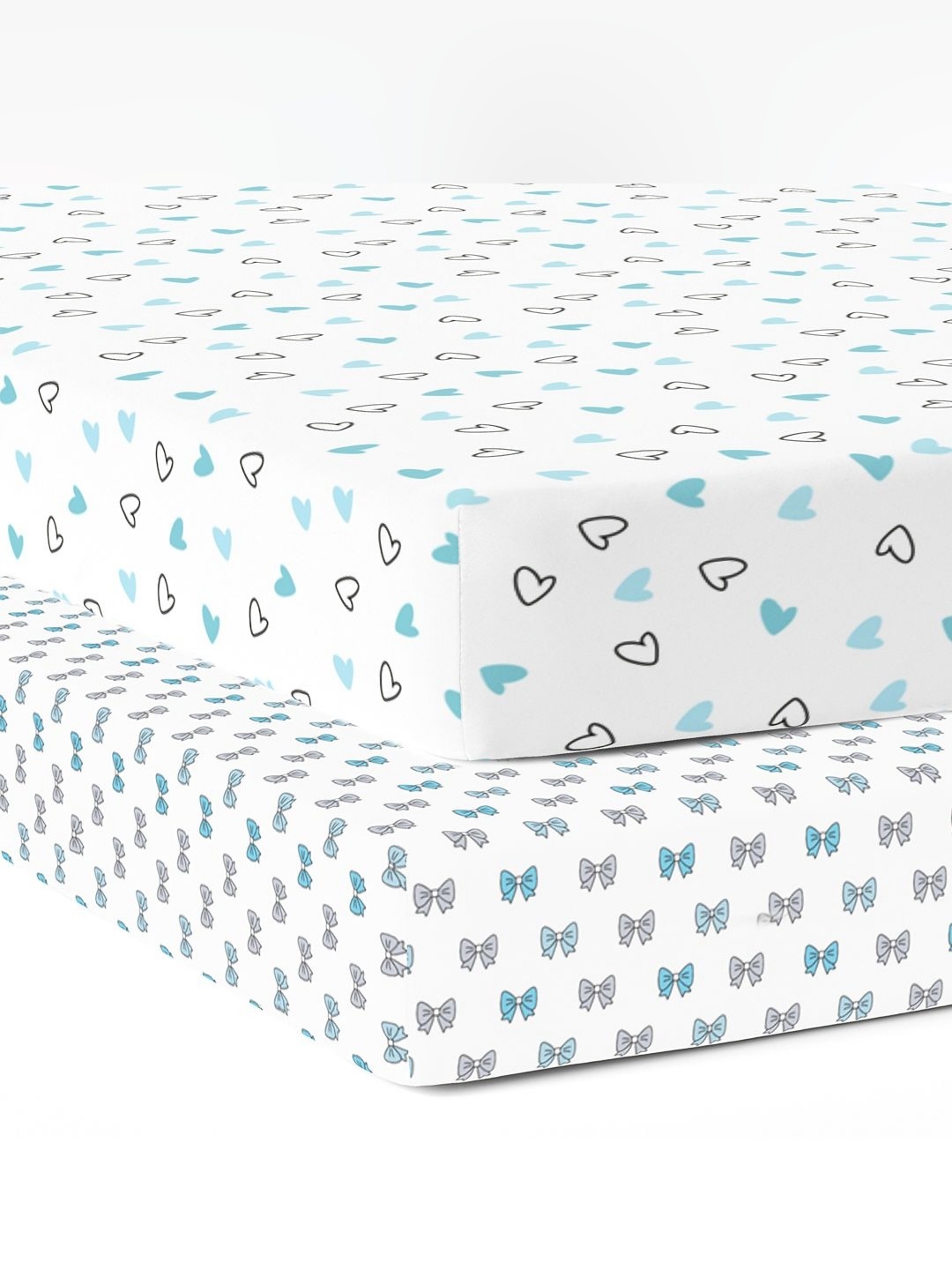 

The White Cradle Blue 2 Pieces Printed 120 TC Fitted Cotton Crib Bedsheet