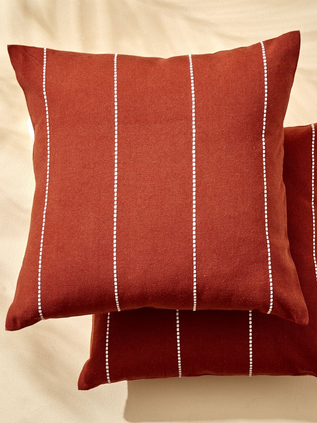 

Home Centre Fiesta Brown & White 2 Pieces Striped Square Cushion Covers
