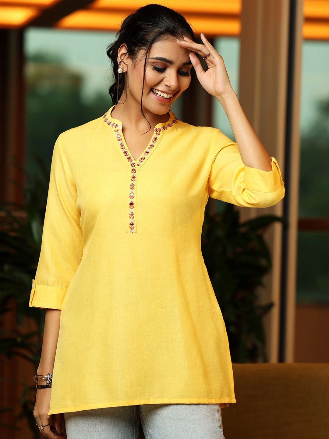 

Libas V-Neck Kurti, Yellow