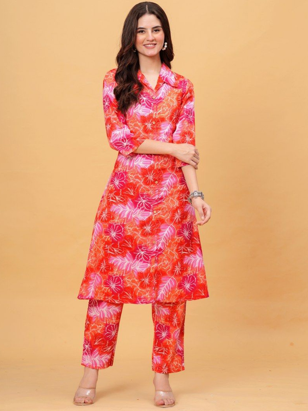 

Black Teetar Printed Top With Trousers Co-Ords, Red