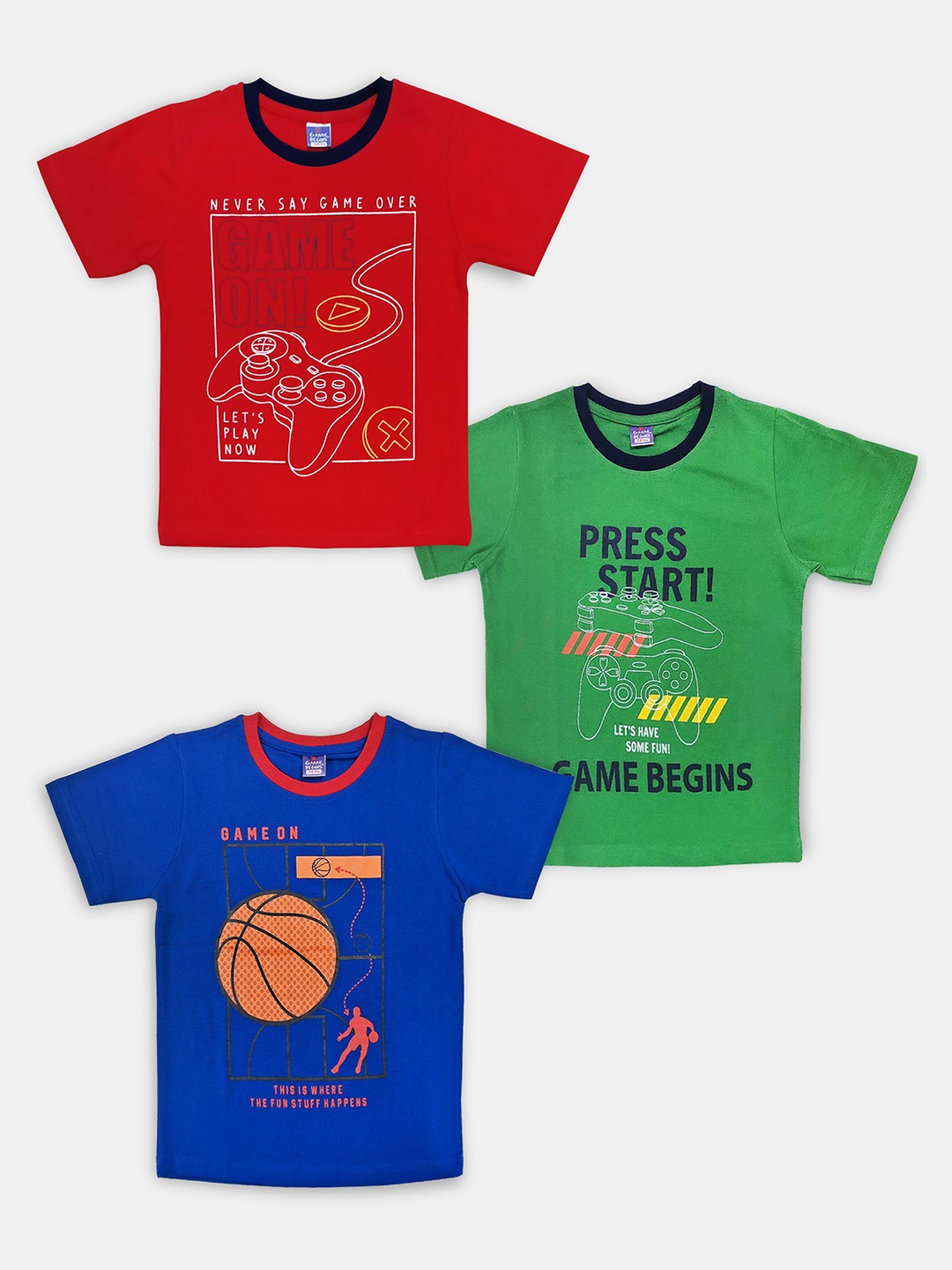 

Here&Now X Game Begins Boys Assorted Set of 3 Printed T-shirts