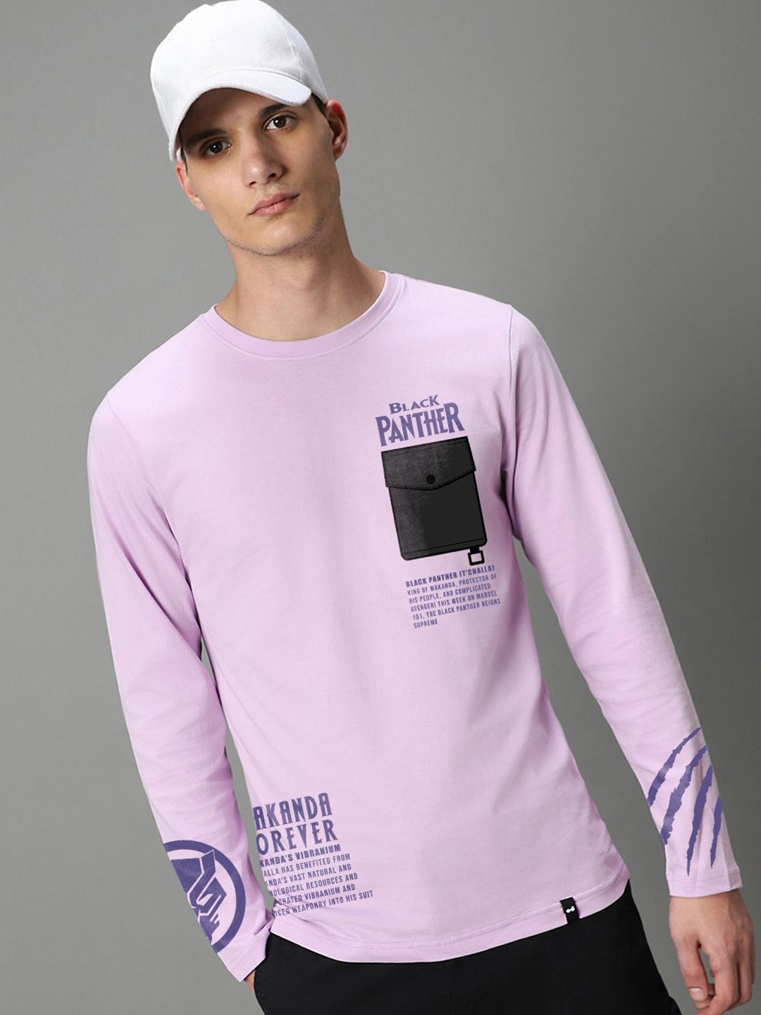

Bewakoof Men Graphic Printed Round Neck Pure Cotton T-Shirt, Purple
