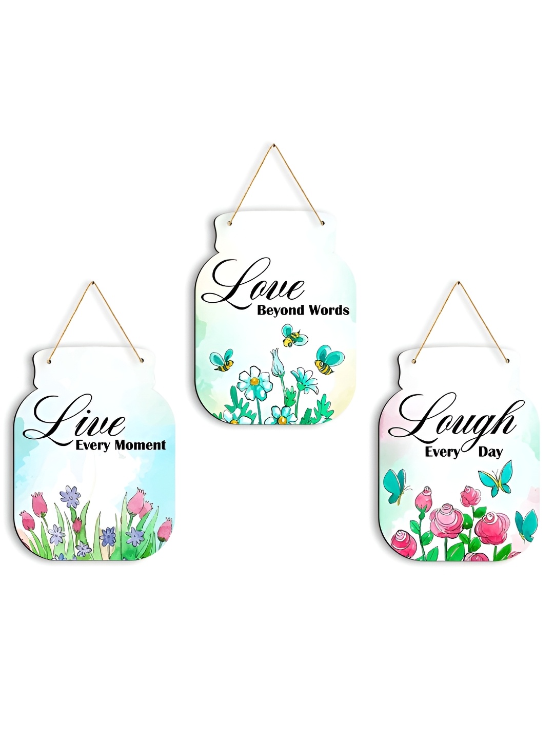 

CLAWCRAFTS White and Black 3 Pieces Wooden Wall Wall Hangings