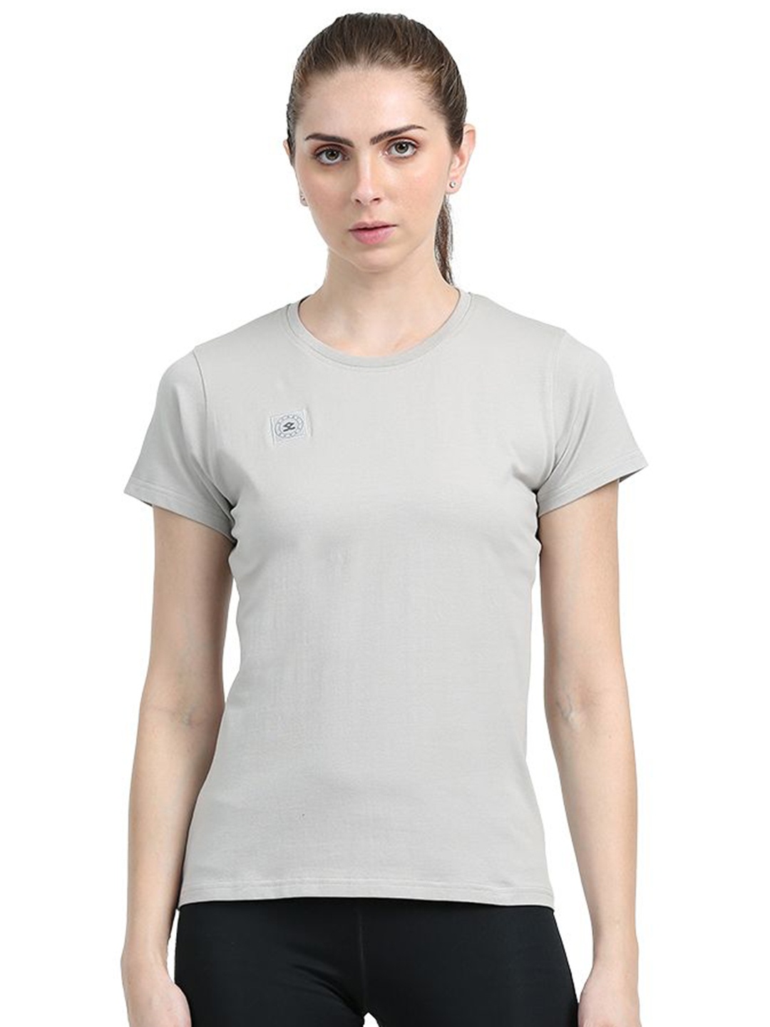 

Shrey Women Solid Round Neck T-Shirt, Grey