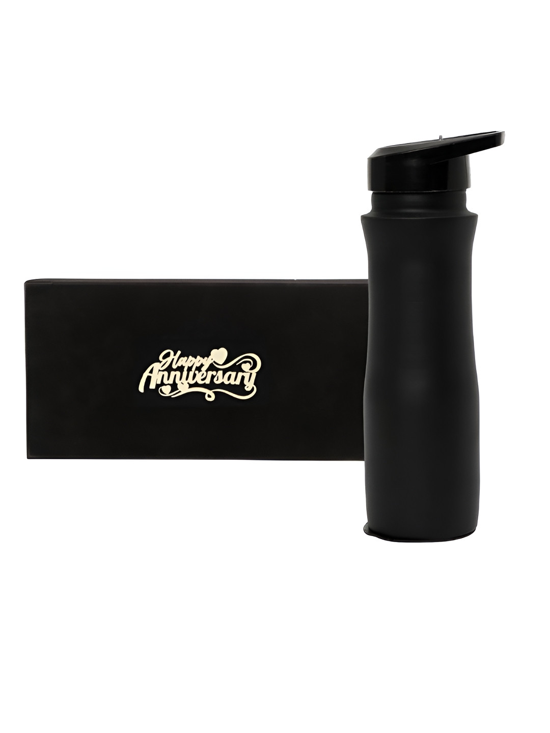 

INTERNATIONAL GIFT Black Copper Water Bottle with Happy Anniversary Tag