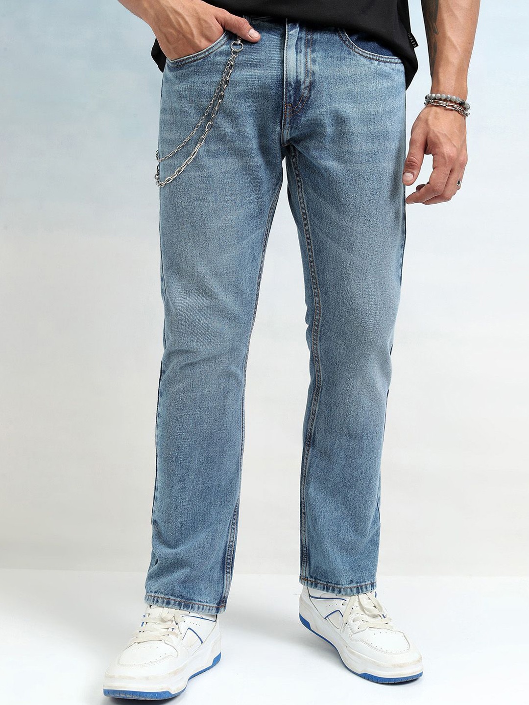 

HIGHLANDER Men Straight Fit Mid-Rise Jeans, Blue