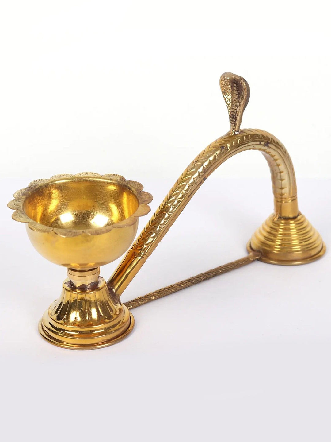 

Exotic India 11" Handheld Dhoop Dani in Brass, Gold