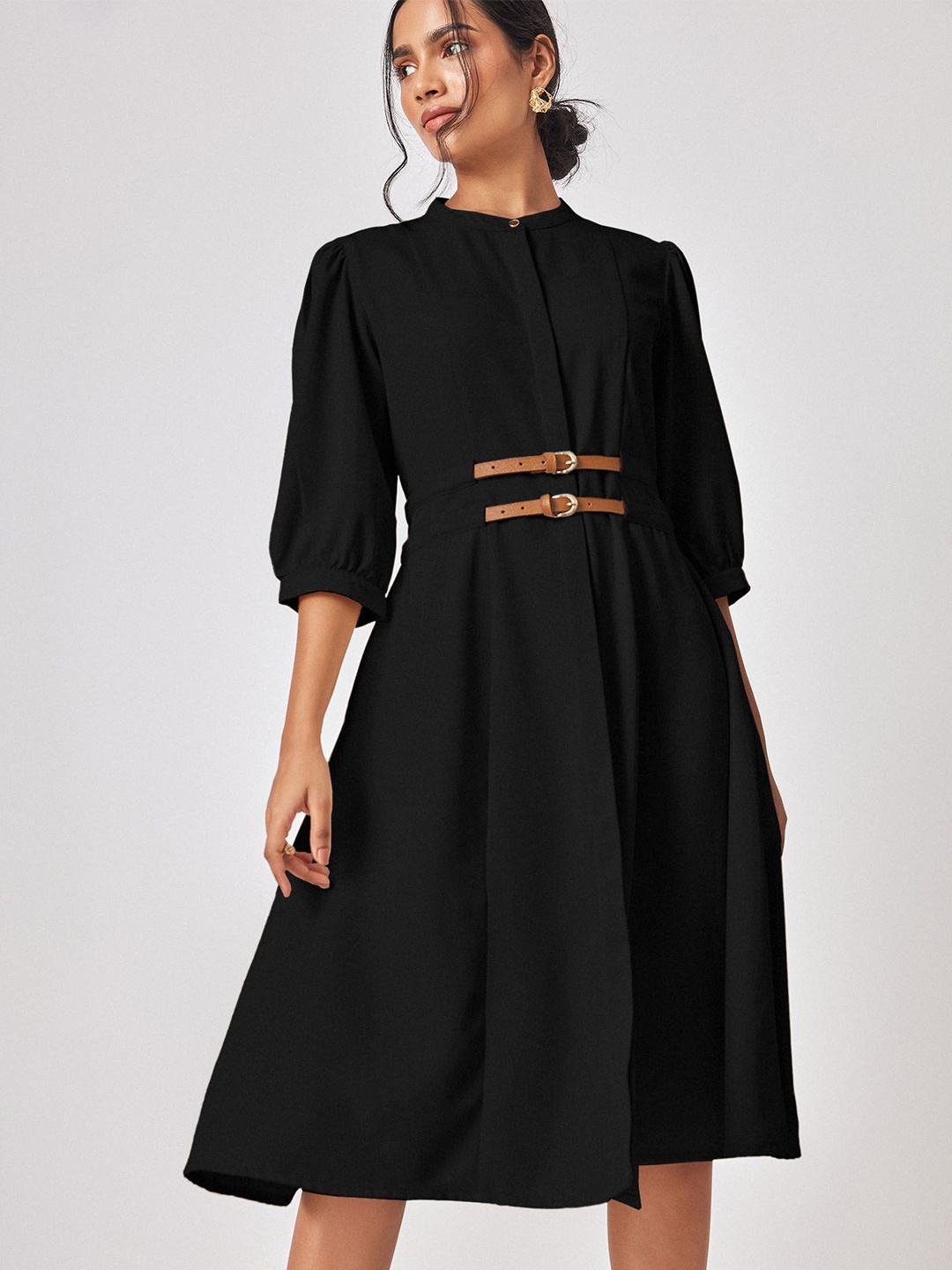 

The Label Life Fit & Flare Dress with Belted, Black