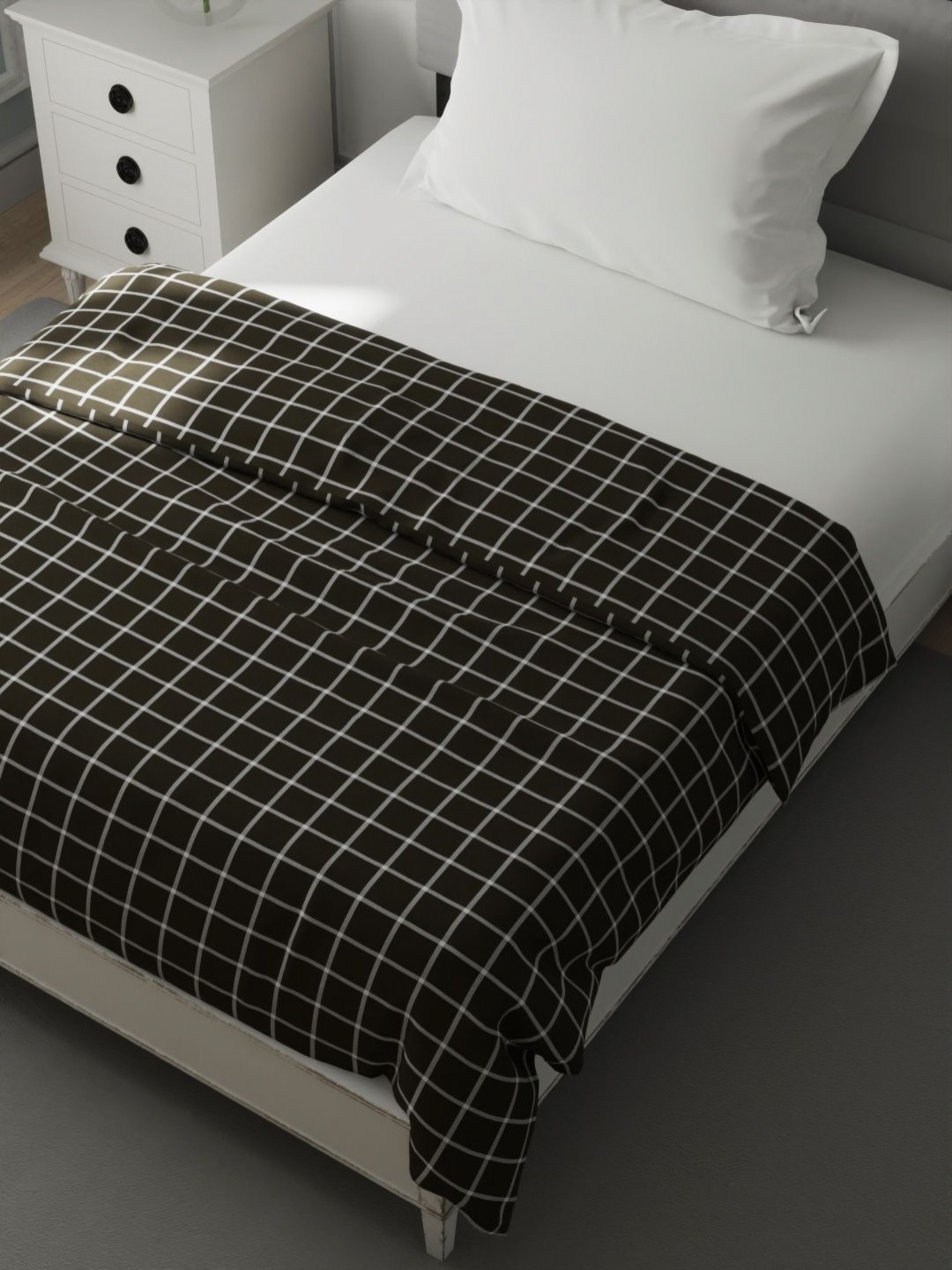 

Nautica Black & White Checked 120 GSM Pure Cotton AC Room Single Bed Dohar