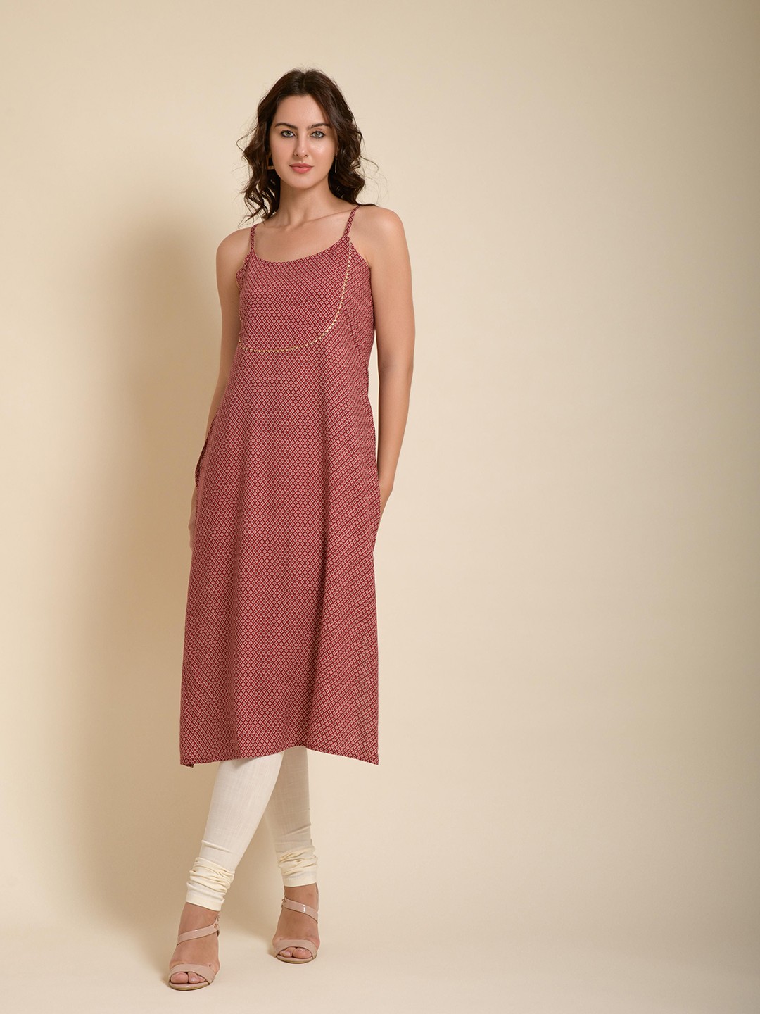 

OXIT CLASS Printed Straight Kurta, Maroon