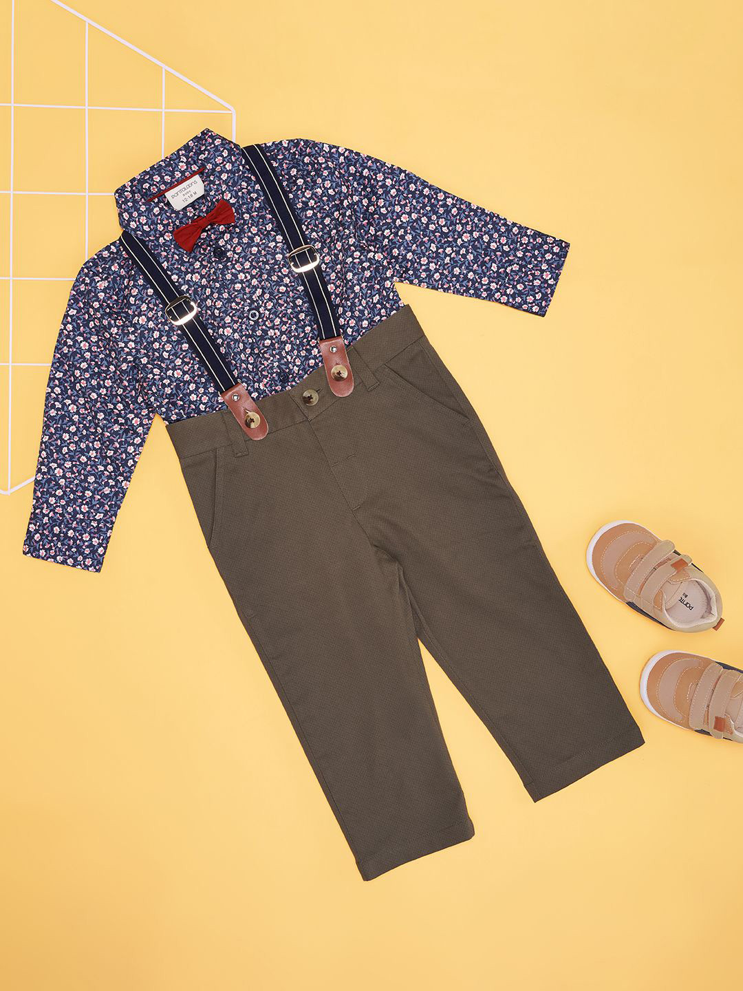 

Pantaloons Baby Infants Boys Printed Shirt With Trousers, Navy blue