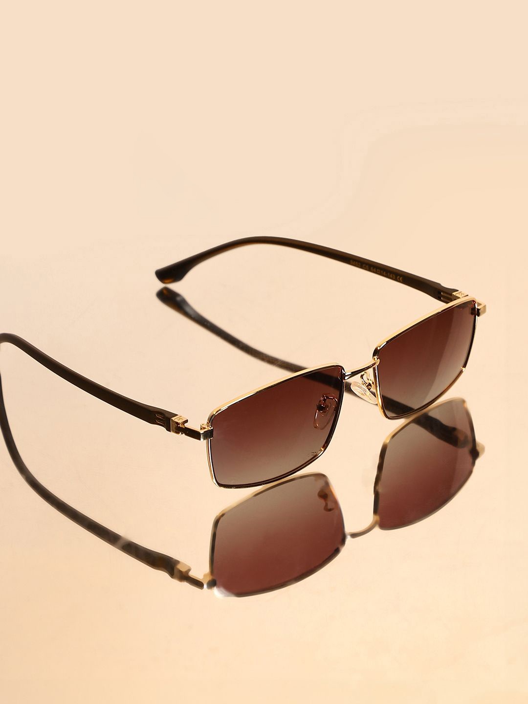 

French Accent Men Rectangle Sunglasses with Polarised Lens AW24_FASG1049, Brown
