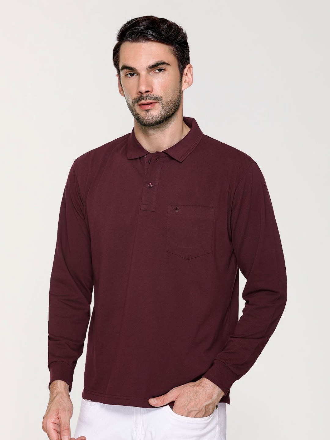 

ARRAY Men Solid Polo Collar Cotton T-Shirt, Maroon