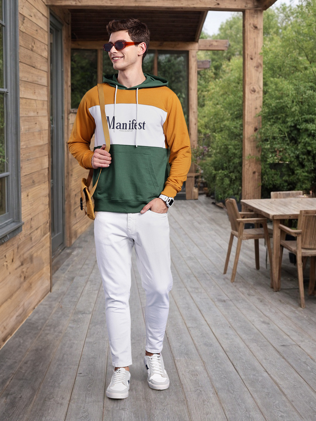 

Mast & Harbour Colourblocked Hooded Sweatshirt, Mustard