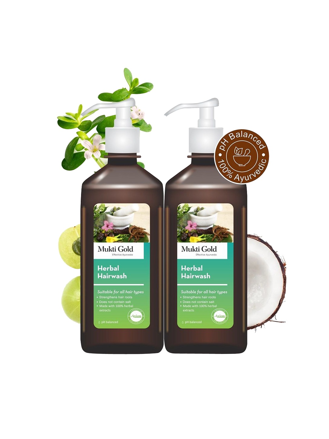 

Mukti Gold Set Of 2 Herbal Hairwash Helps To Reduce Hairfall- 400ml Each, Brown