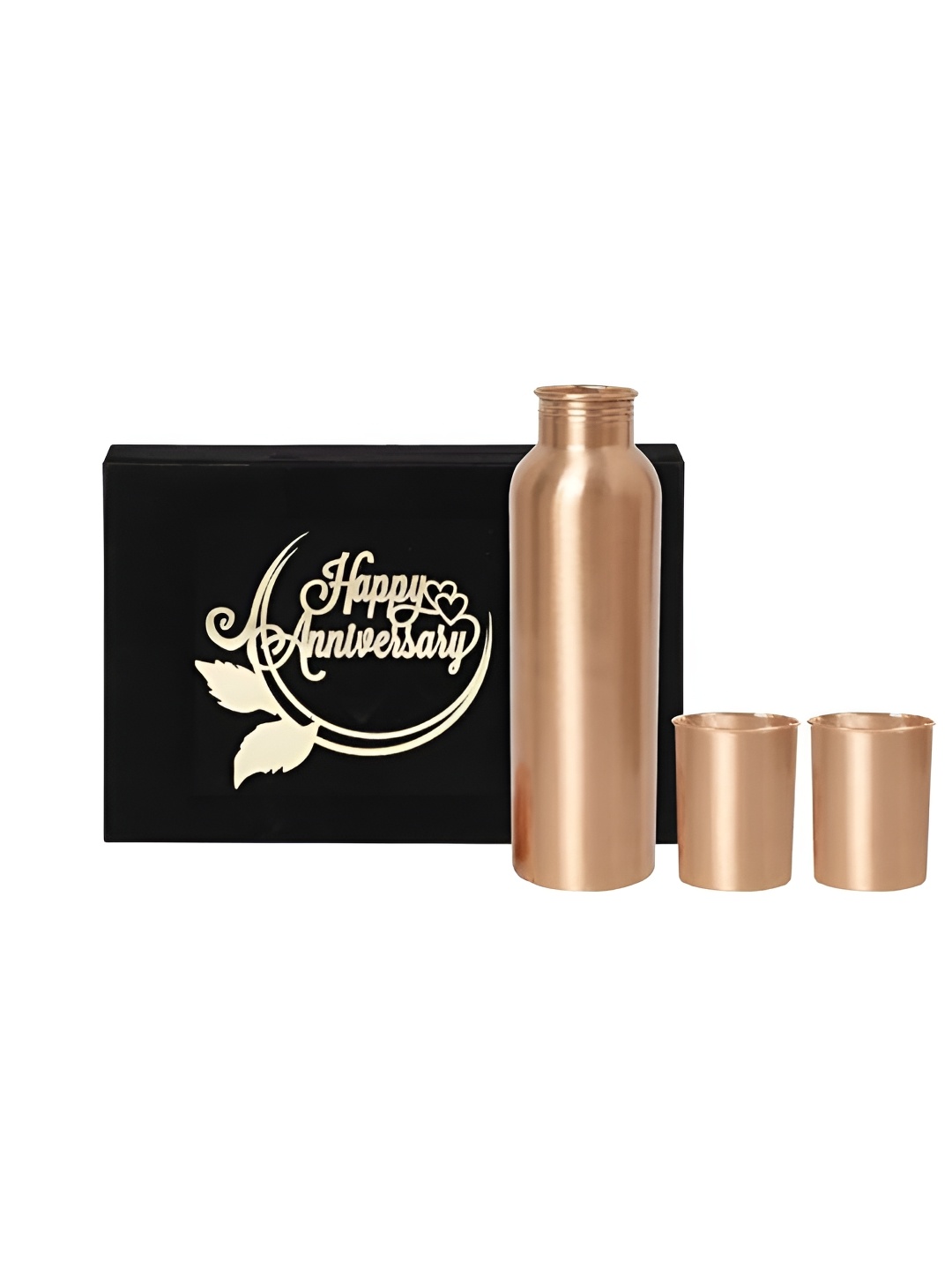 

INTERNATIONAL GIFT Copper Toned 3 Pieces Copper Water Bottle With Glasses
