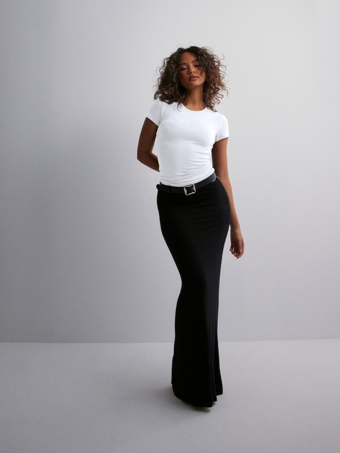 

StyleCast Women Solid Round Neck Nylon Top, White