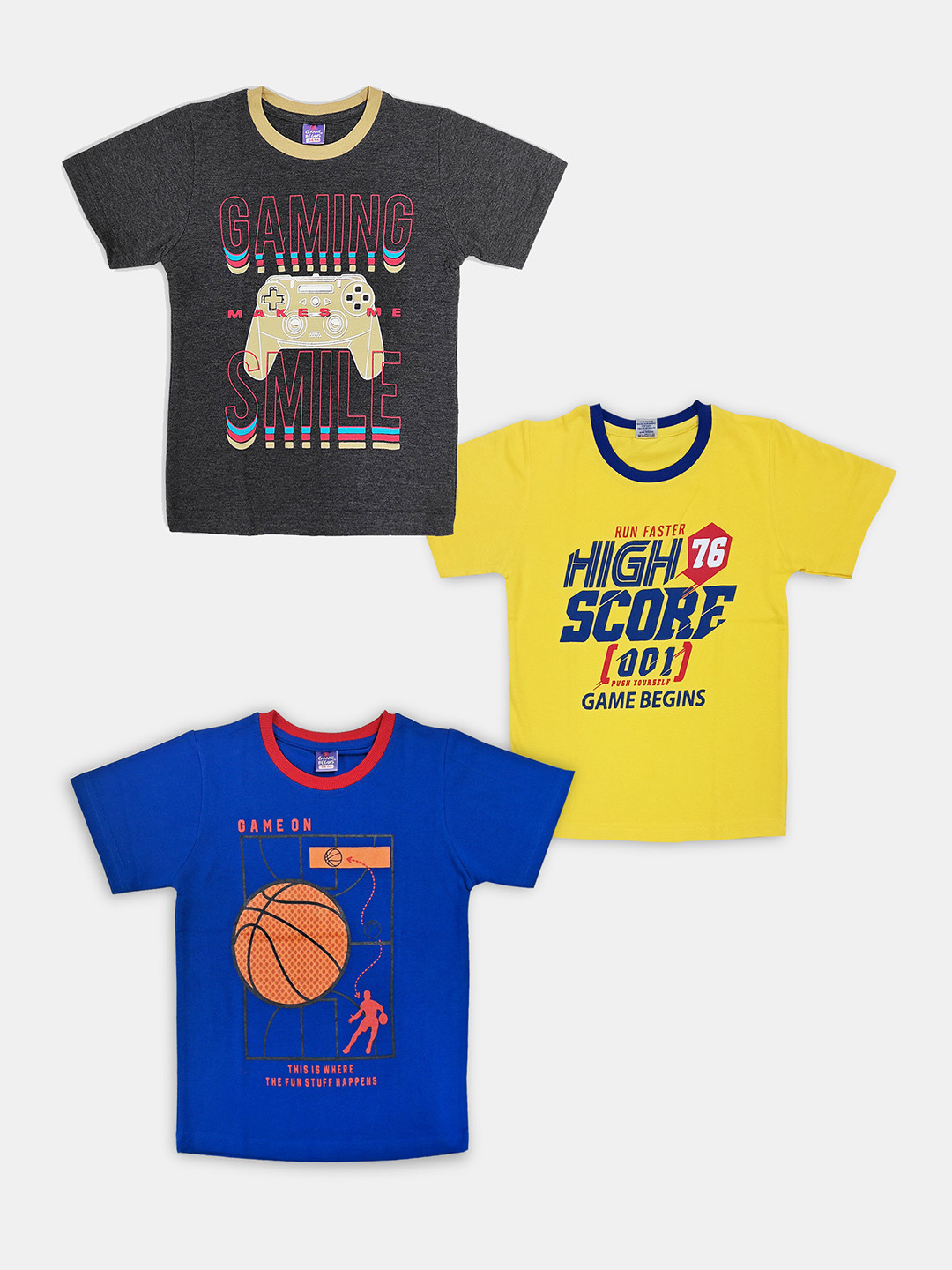 

Here&Now X Game Begins Boys Set of 3 Assorted Printed T-shirts
