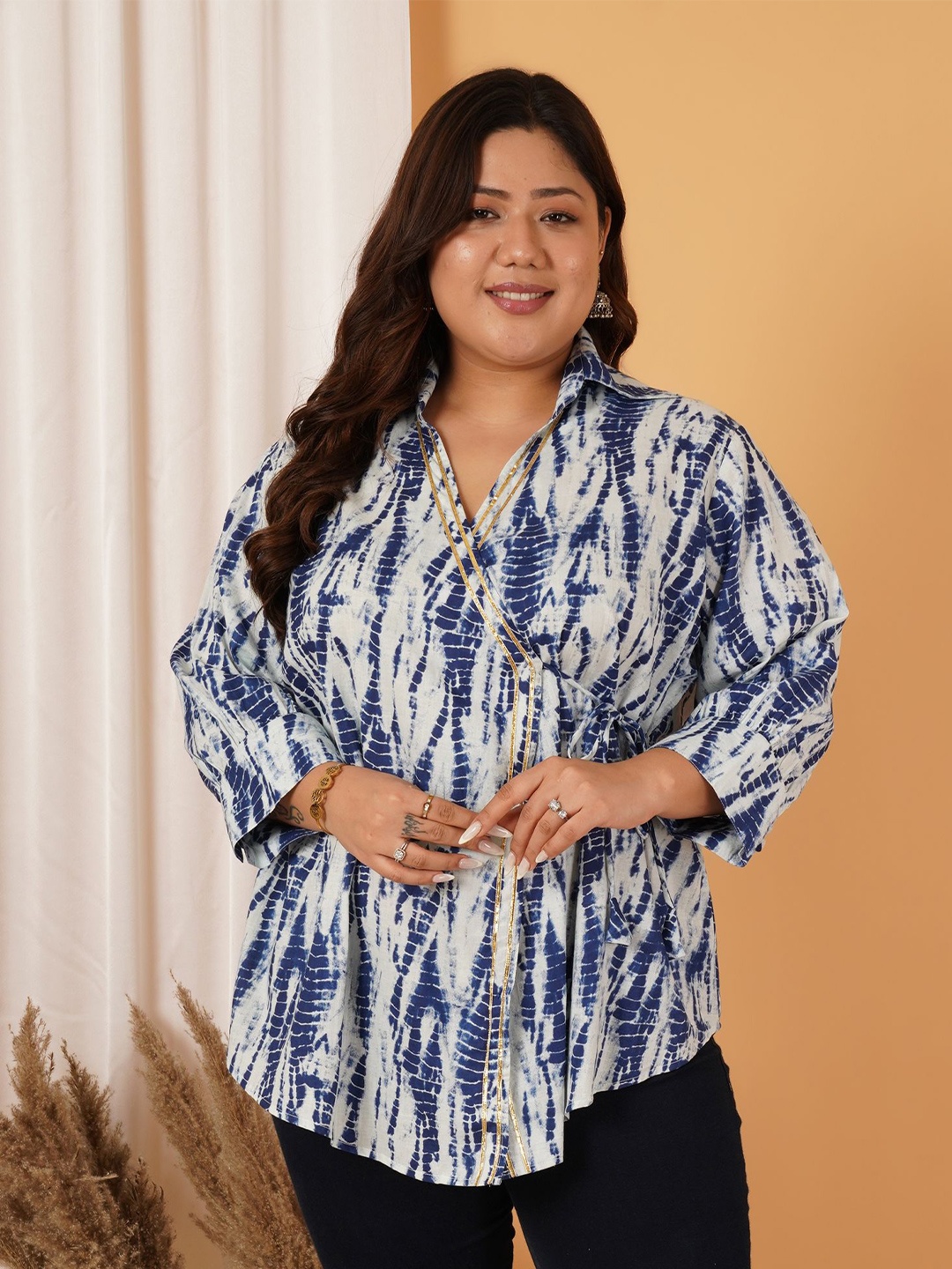 

MOOBA Tie and Dye Print Cotton Top, Blue