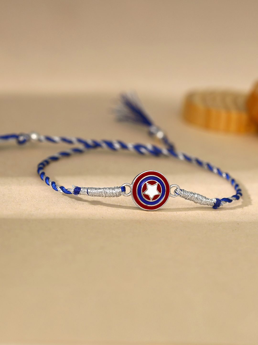 

GIVA Kids 925 Silver Vibranium Thread Rakhi With Roli Chawal & Greeting Card