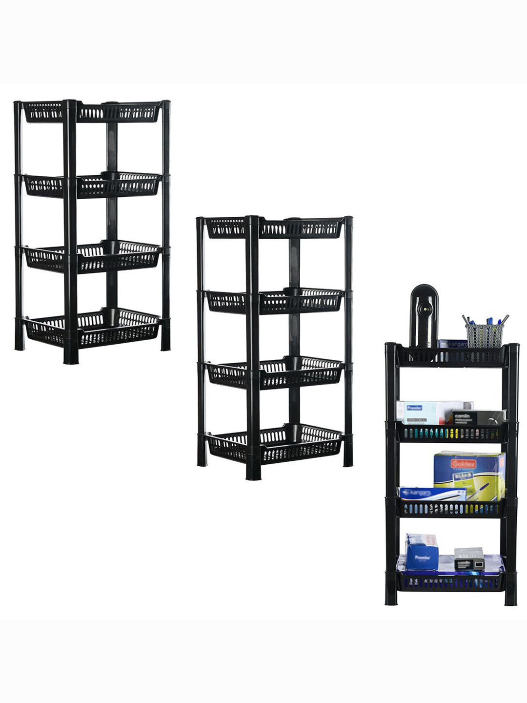 

Kuber Industries Black 3 Pieces Multi-Utility Organisers