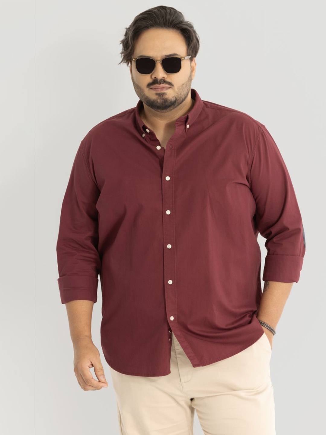 

Snitch Plus Size Men Relaxed Opaque Casual Shirt, Maroon