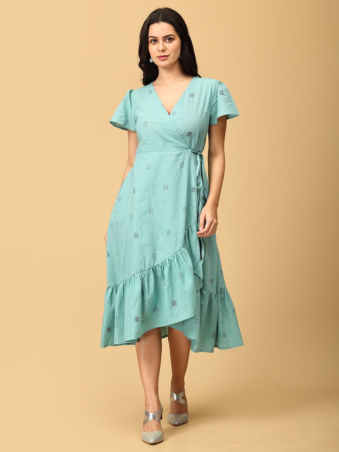 

The Woman Store Printed Wrap Midi Dress, Blue