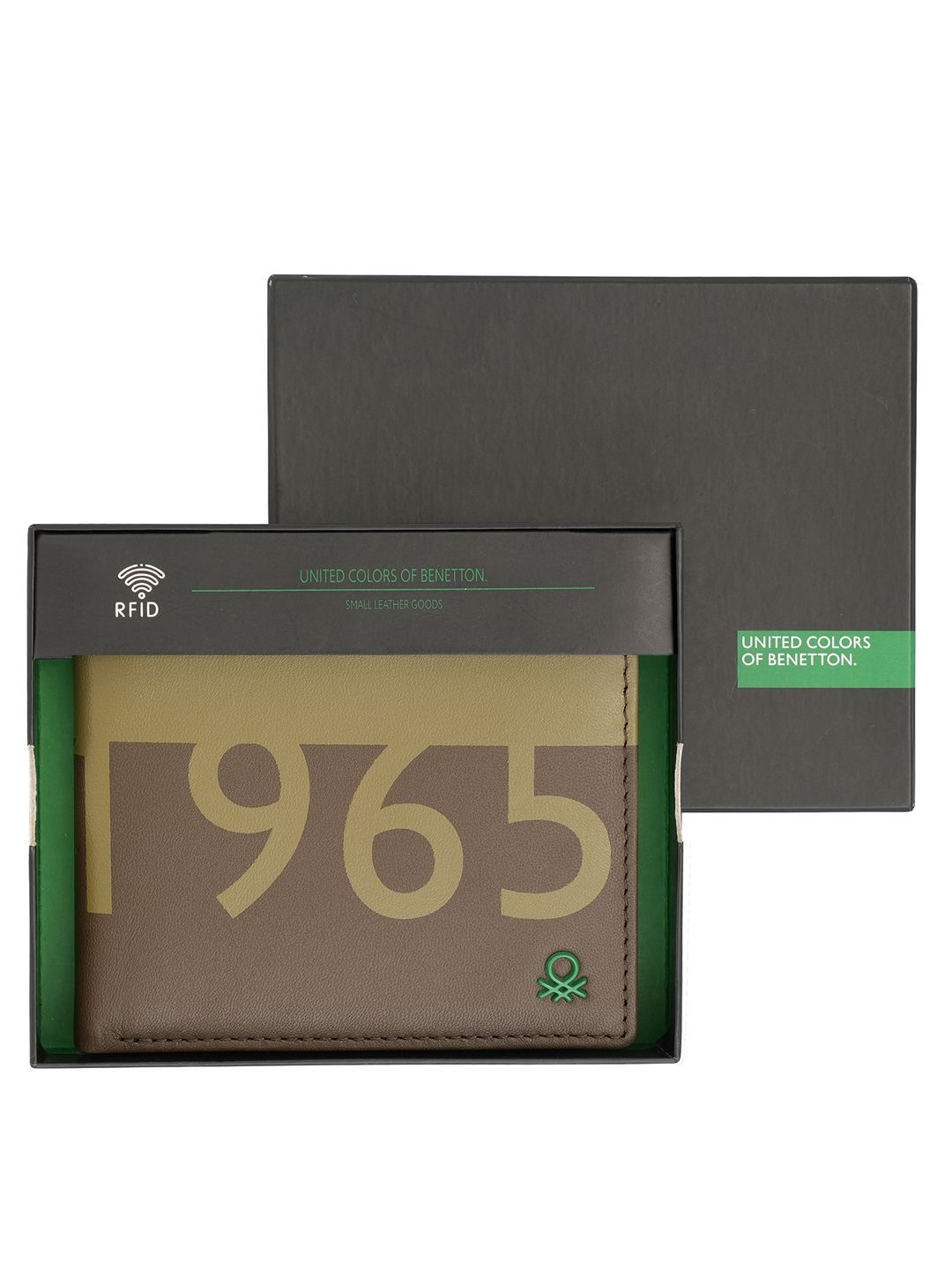 

United Colors of Benetton Men Typography Printed Leather Two Fold Wallet, Brown