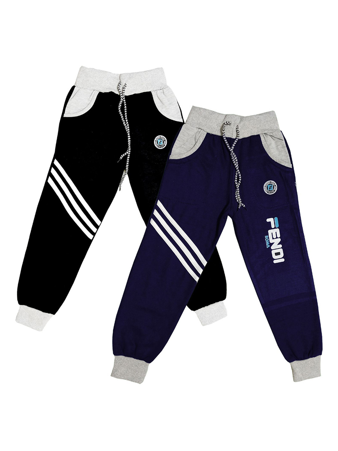 

BAESD Boys Pack Of 2 Striped Mid Rise Joggers, Black
