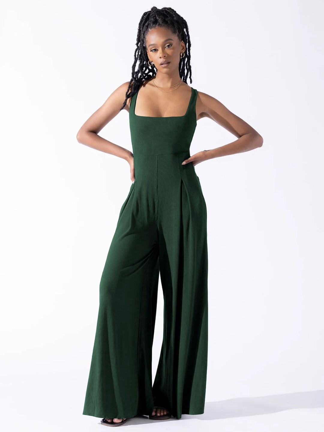 

StyleCast Women Solid Square Neck Basic Jumpsuit, Green