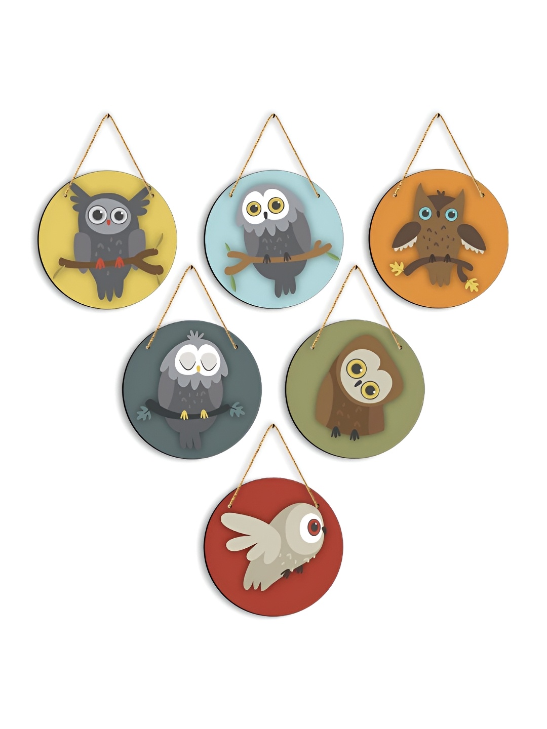 

CLAWCRAFTS Blue and Yellow Printed Wooden Wall Hanging