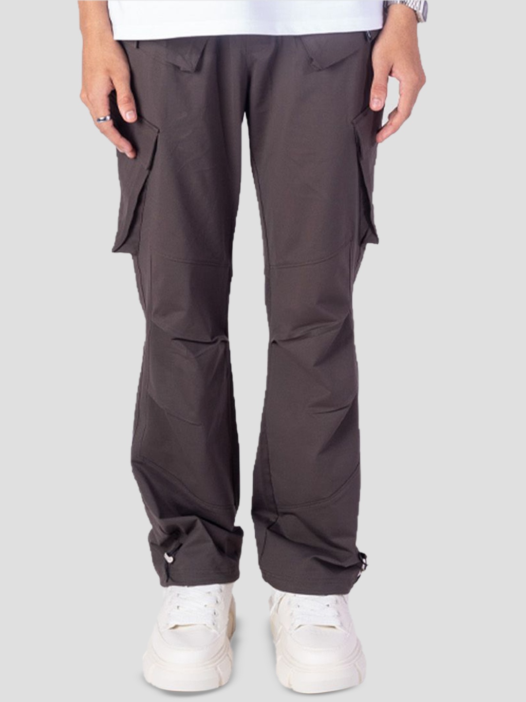 

HOP HEAD Unisex Solid Straight Fit Cargos Trousers, Grey