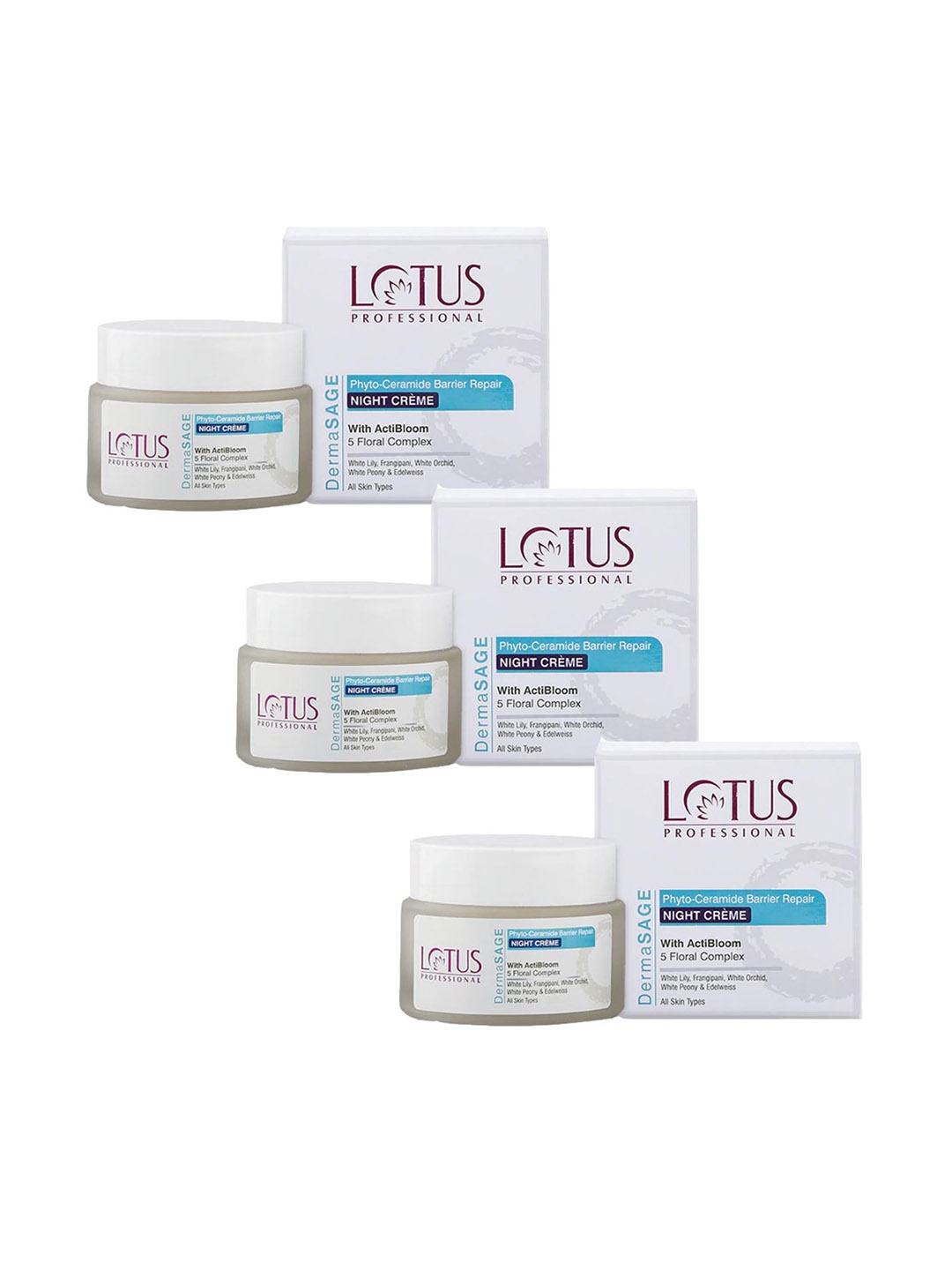

Lotus Professional Set Of 3 Dermasage Ceramide Night Cream-50g Each, Coffee brown