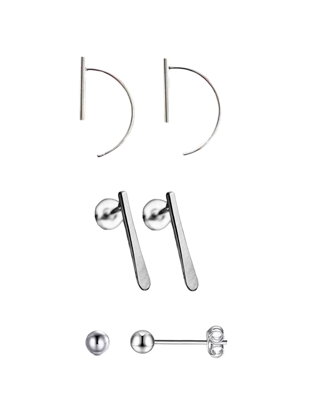 

Goldnera Set of 3 925 Sterling Silver Studs