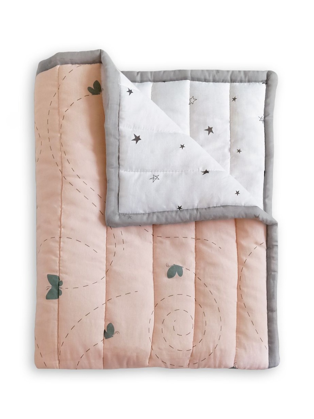 

The White Cradle Peach-Coloured Printed Heavy Winter 110 GSM Cotton Single Bed Quilt
